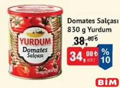 YURDUM DOMATES SALÇASI 830 G
